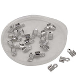 Iron Folding Cord End Guards 6x3x2 MM Rectangle Bright Silver Color (170 Pieces, 5 GM Wt) For Jewellery Making